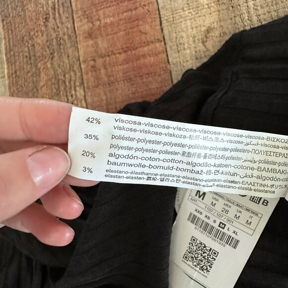 Stradivarius black striped bohemian wide leg pants women's medium - Picture 5 of 11